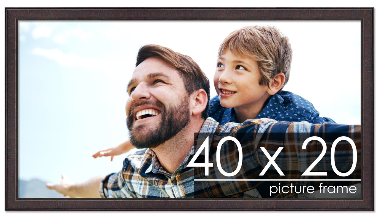 Panoramic Textured Brown Picture Frame - UV Acrylic, Foam Board Backing, Hanging Hardware